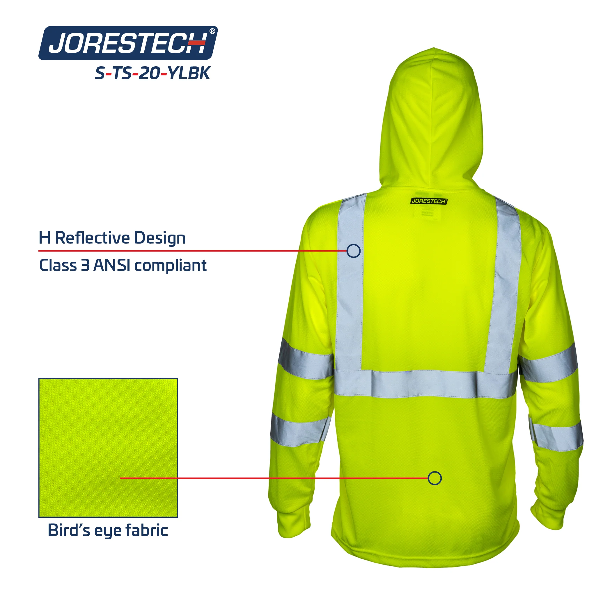 High Visibility Long Sleeve Safety Shirt With Reflective Strips and Hoodie - Image 21