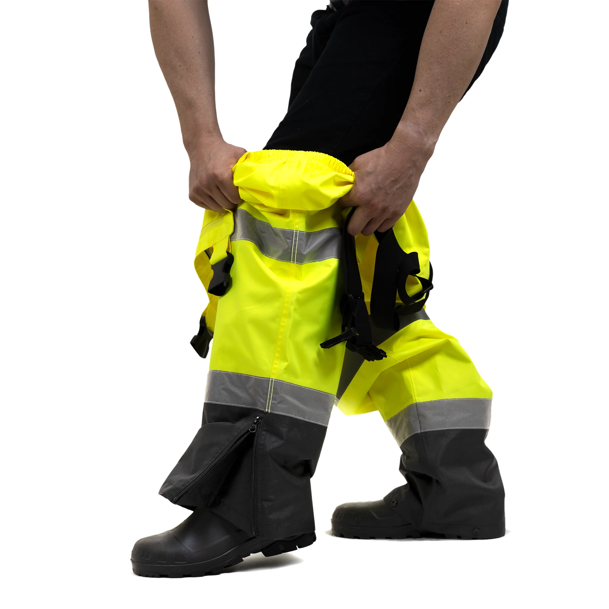 High Visibility Waterproof Safety Overall Pants with Reflective Stripes - Image 15