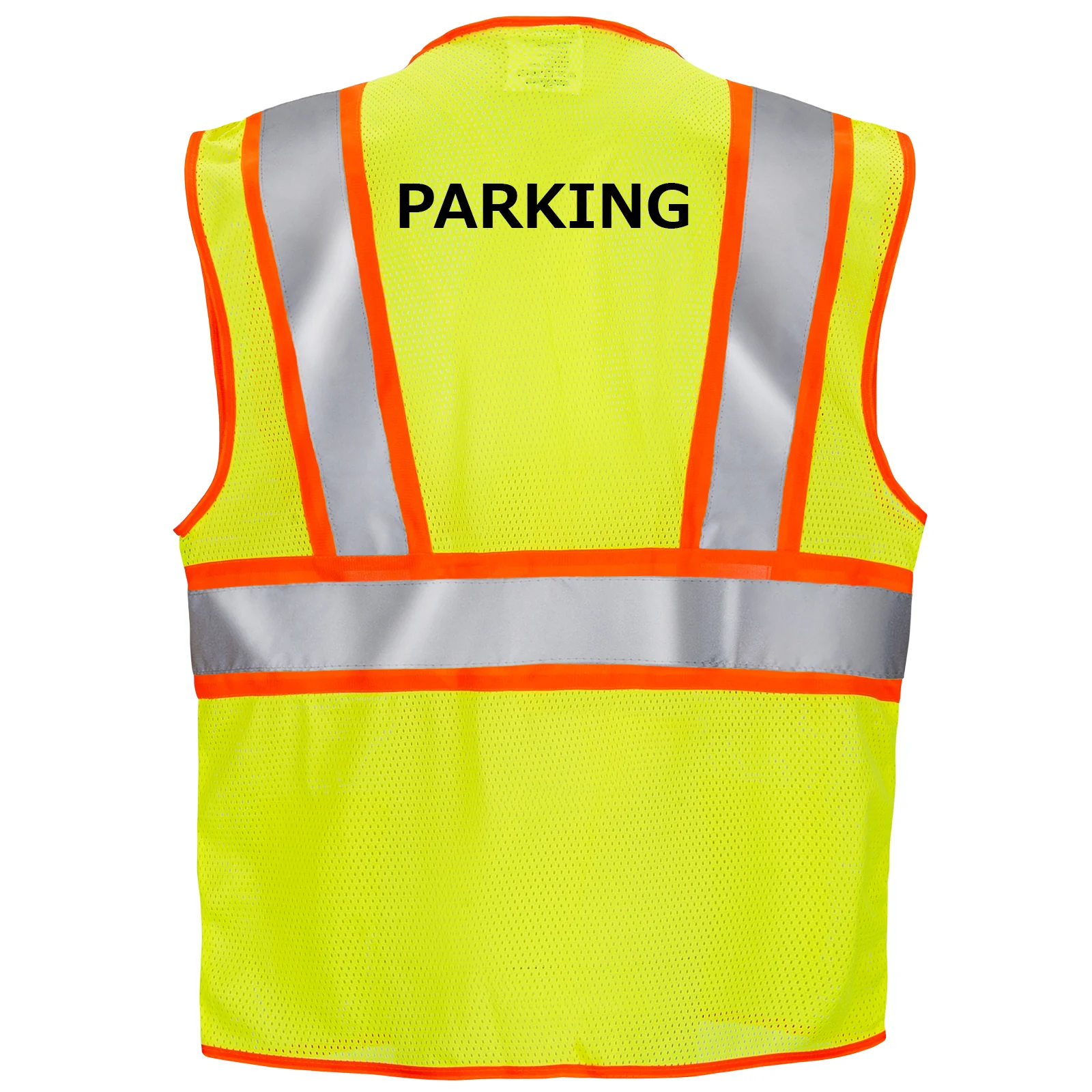 Printed Hi-Vis Two Toned Mesh Safety Vest with 2” Reflective Strips and Pockets - Lime - Image 12