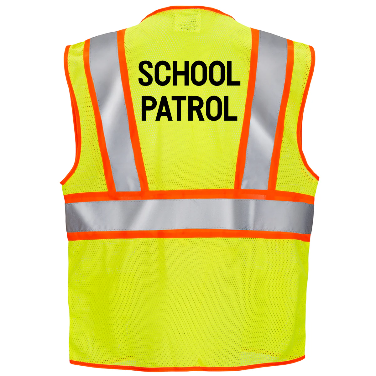 Printed Hi-Vis Two Toned Mesh Safety Vest with 2” Reflective Strips and Pockets - Lime - Image 14