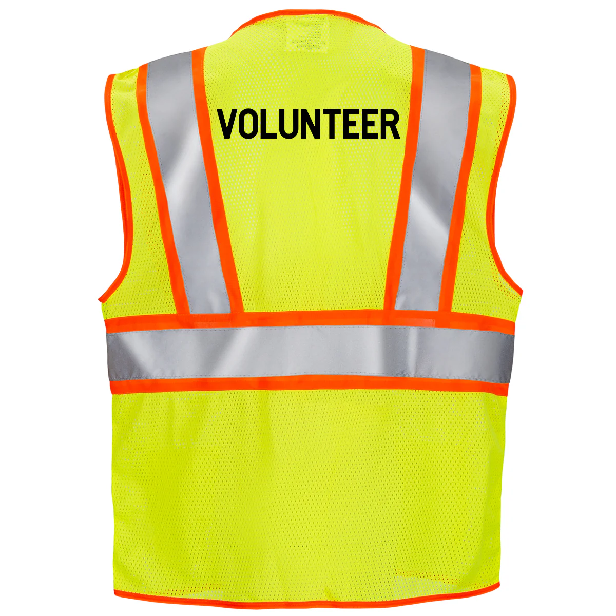Printed Hi-Vis Two Toned Mesh Safety Vest with 2” Reflective Strips and Pockets - Lime - Image 19