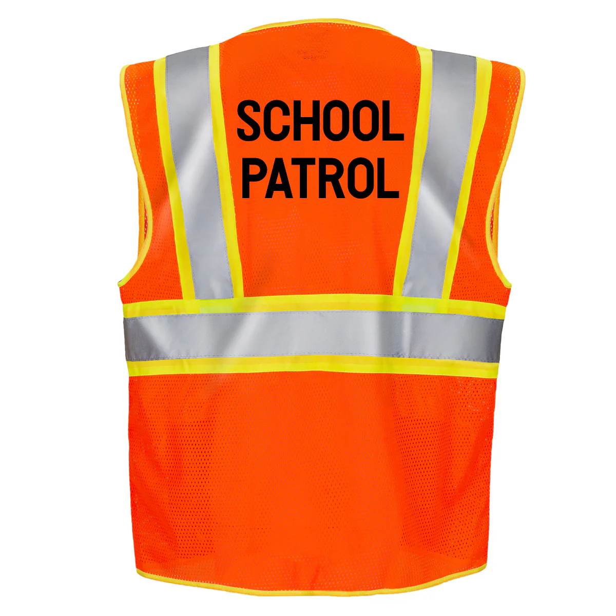 Printed Hi-Vis Two Toned Mesh Safety Vest with 2” Reflective Strips and Pockets - Orange - Image 13