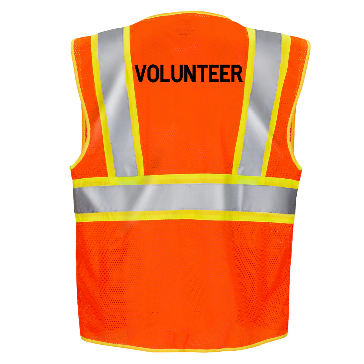 Printed Hi-Vis Two Toned Mesh Safety Vest with 2” Reflective Strips and Pockets - Orange - Image 18