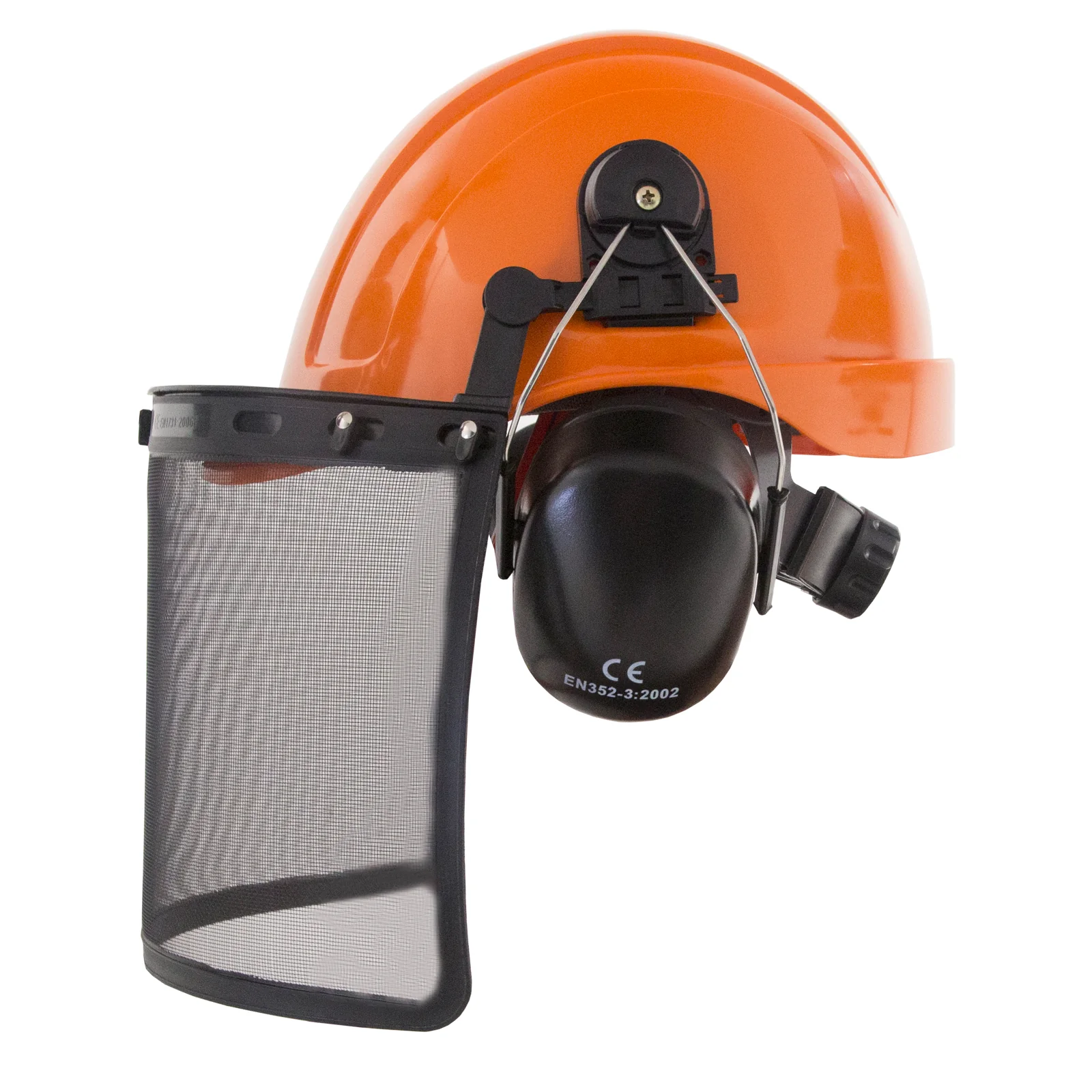 Safety Cap-Style Helmet System with Iron Mesh Face Shield and Earmuffs Black - Image 9
