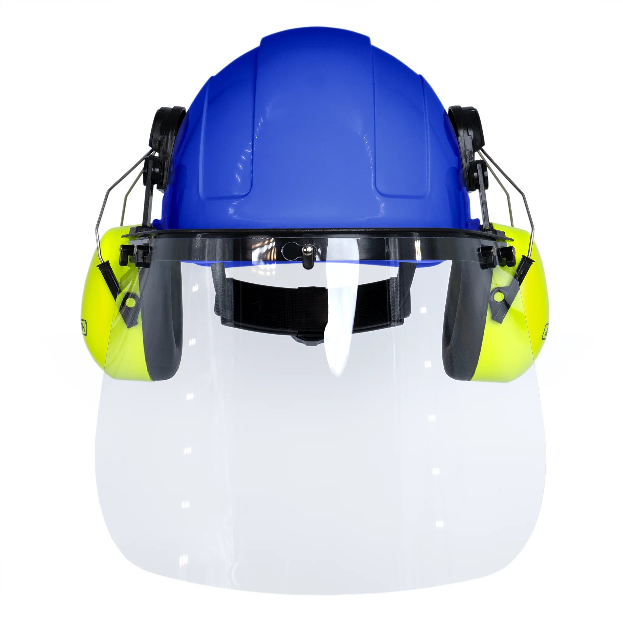 Cap-Style Hard Hat Kit with Lime Mountable Earmuffs and Hi-Transparency Face Shield - Image 3