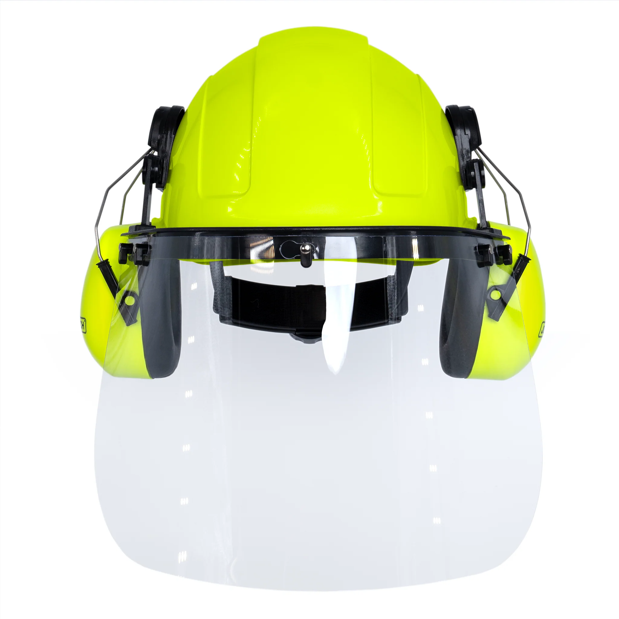 Cap-Style Hard Hat Kit with Lime Mountable Earmuffs and Hi-Transparency Face Shield - Image 5