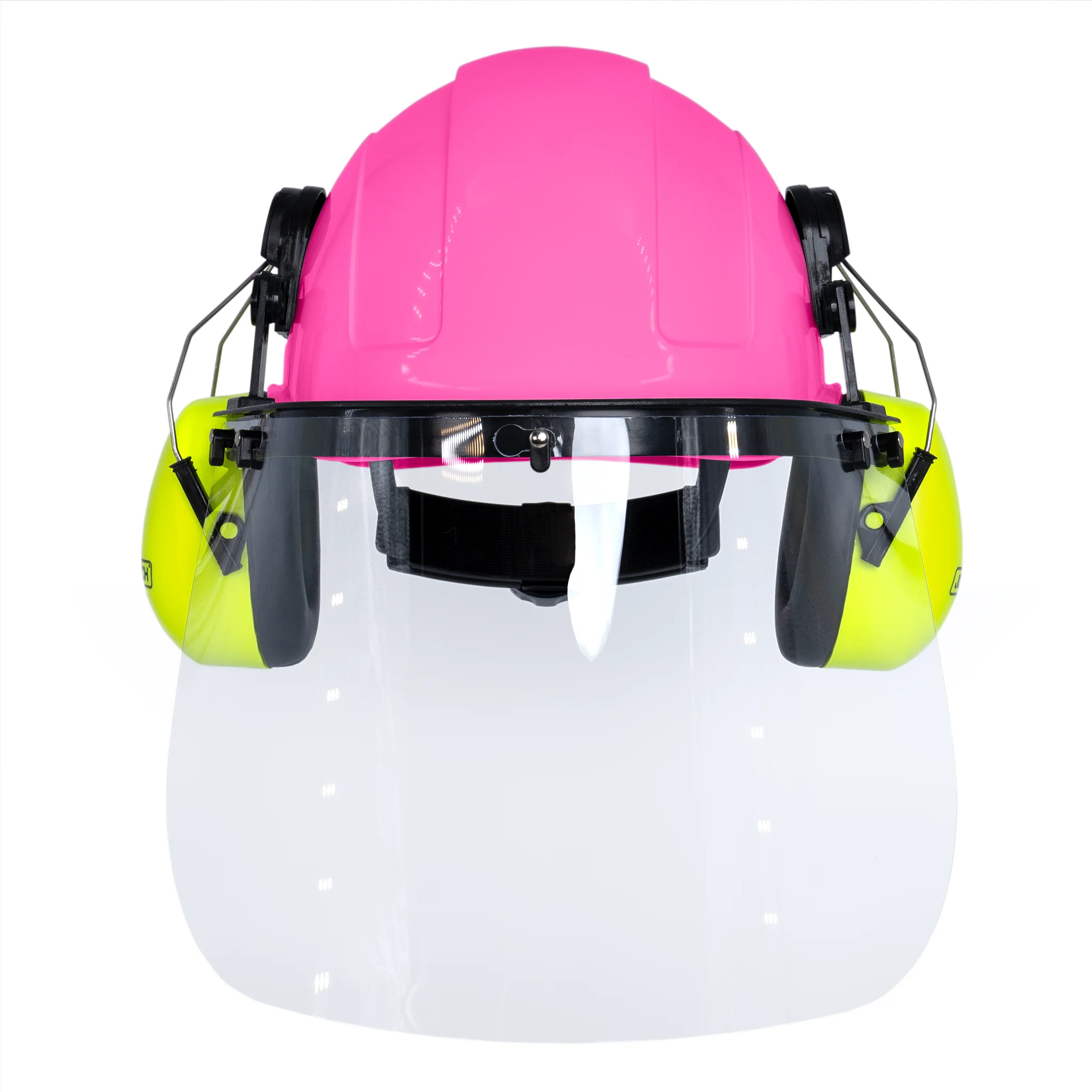 Cap-Style Hard Hat Kit with Lime Mountable Earmuffs and Hi-Transparency Face Shield - Image 6