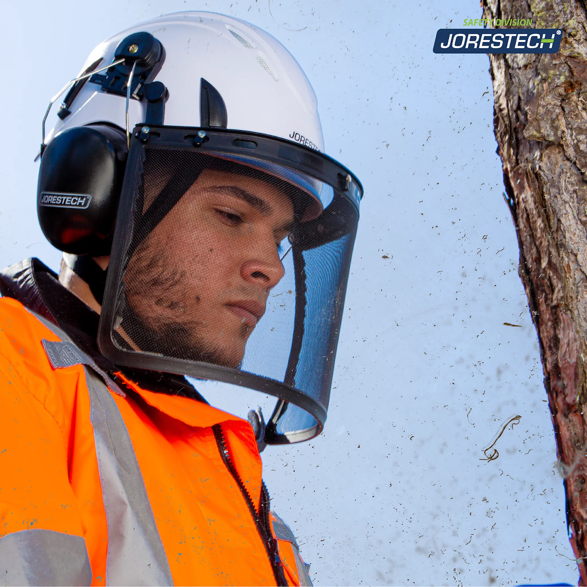 Safety Work at Height Helmet System with Iron Mesh Face Shield and Earmuffs - Image 7