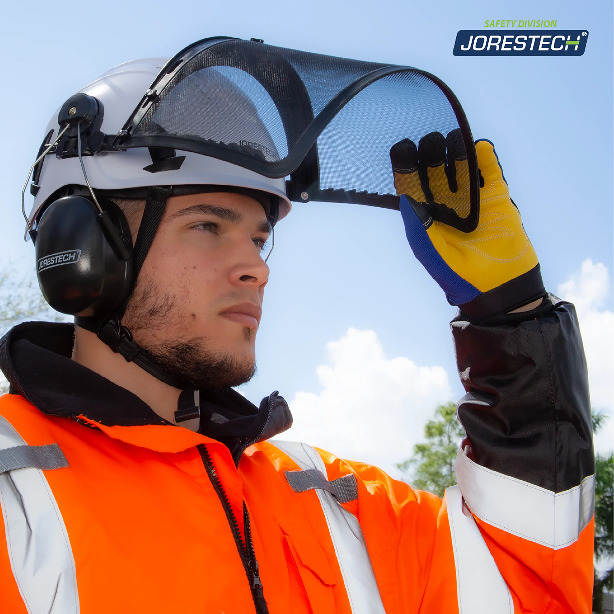 Safety Work at Height Helmet System with Iron Mesh Face Shield and Earmuffs - Image 8