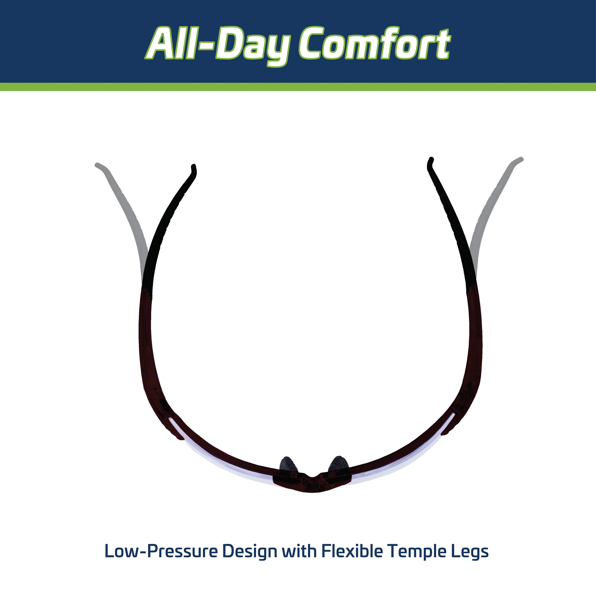 Wraparound Safety Glasses with Flexible Rubber Temple Tips - Image 42